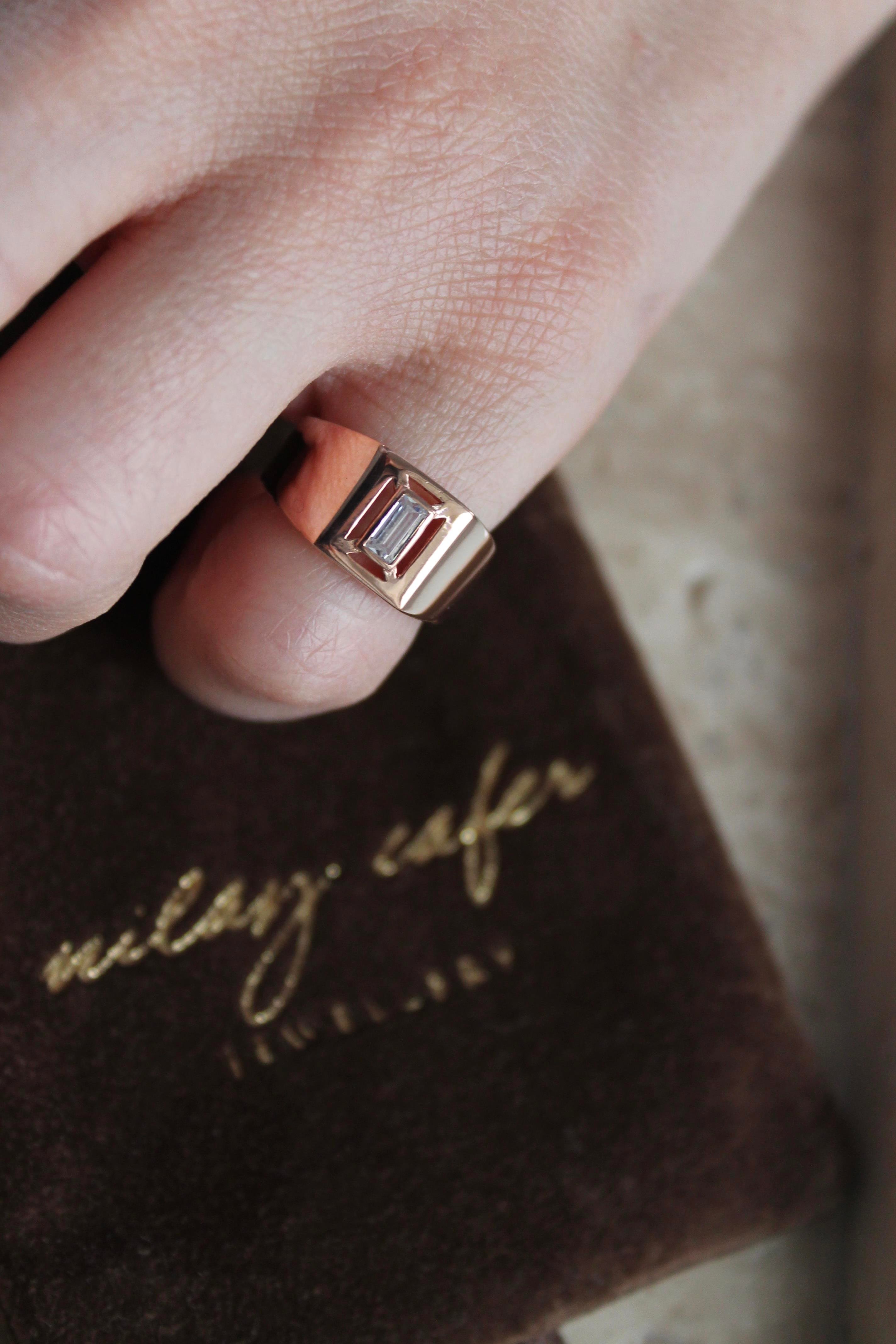Çerçeveli Baget Yüzük 925 Ayar Gümüş