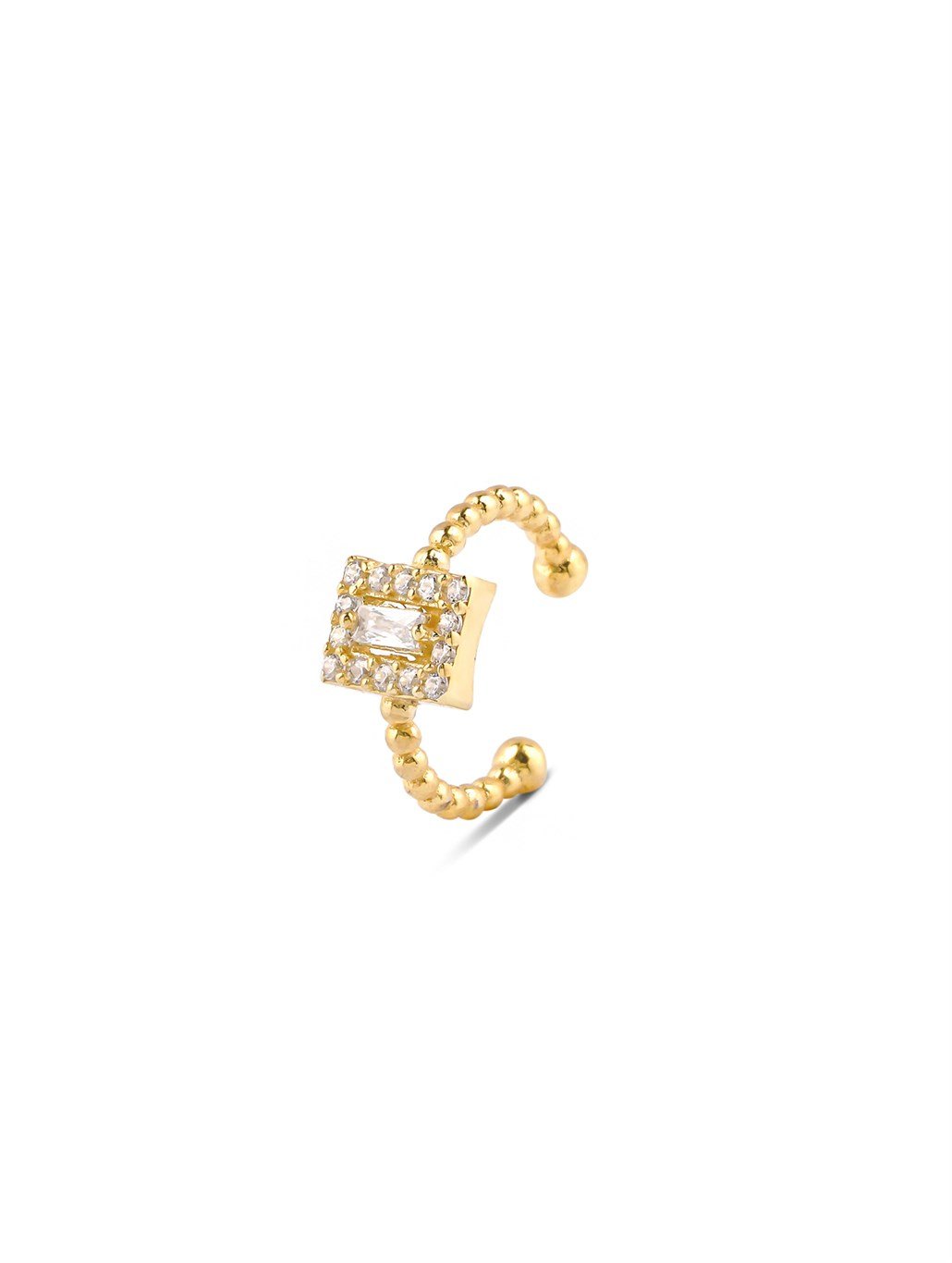 Dikdörtgen Zirkon Taşlı Earcuff 925 Ayar Gümüş