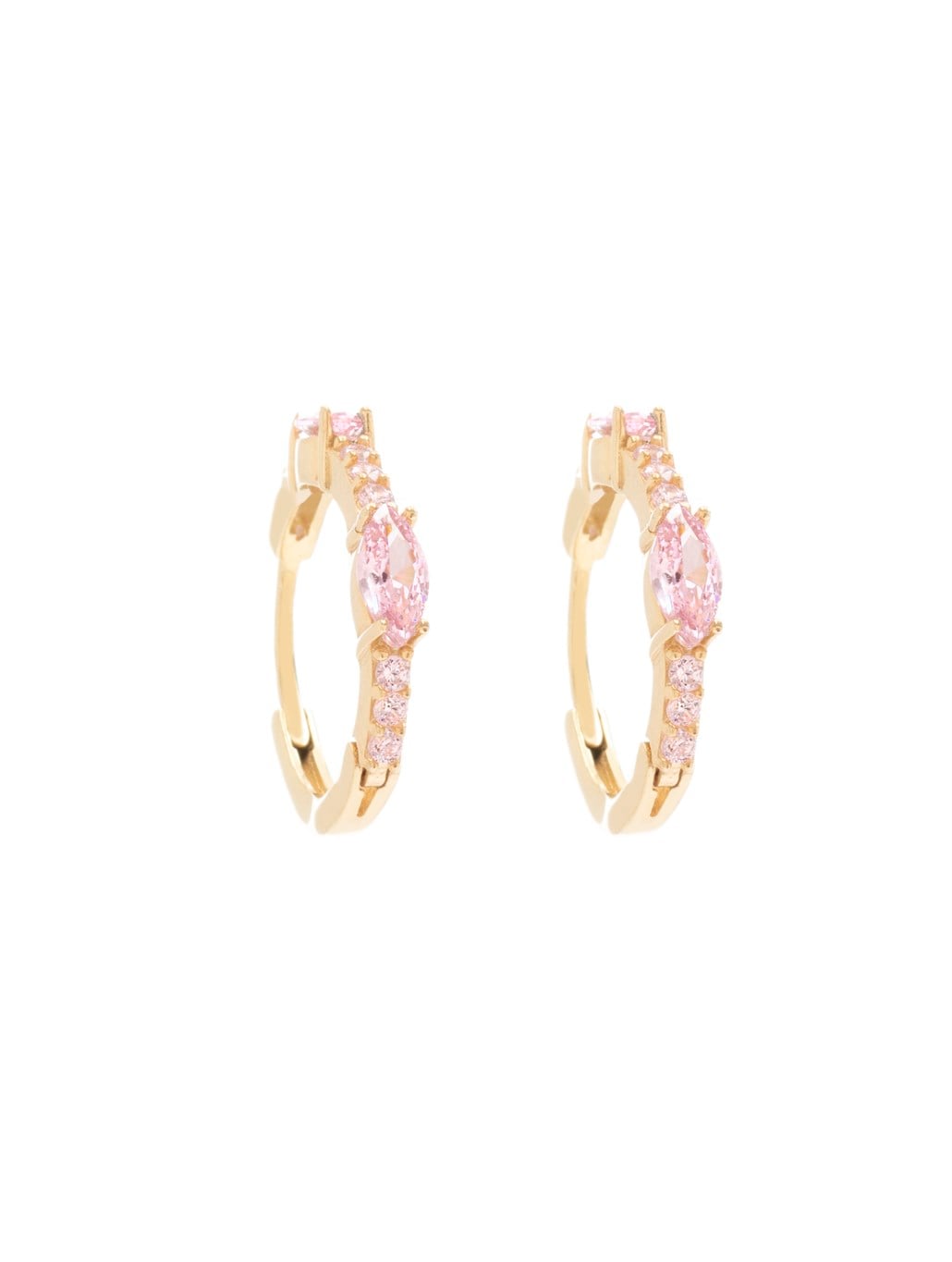 Pembe Oval Taşlı Halka Küpe 925 Ayar Gümüş
