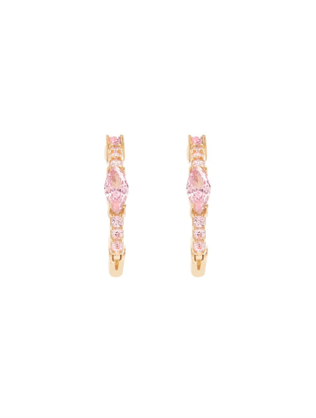 Pembe Oval Taşlı Halka Küpe 925 Ayar Gümüş