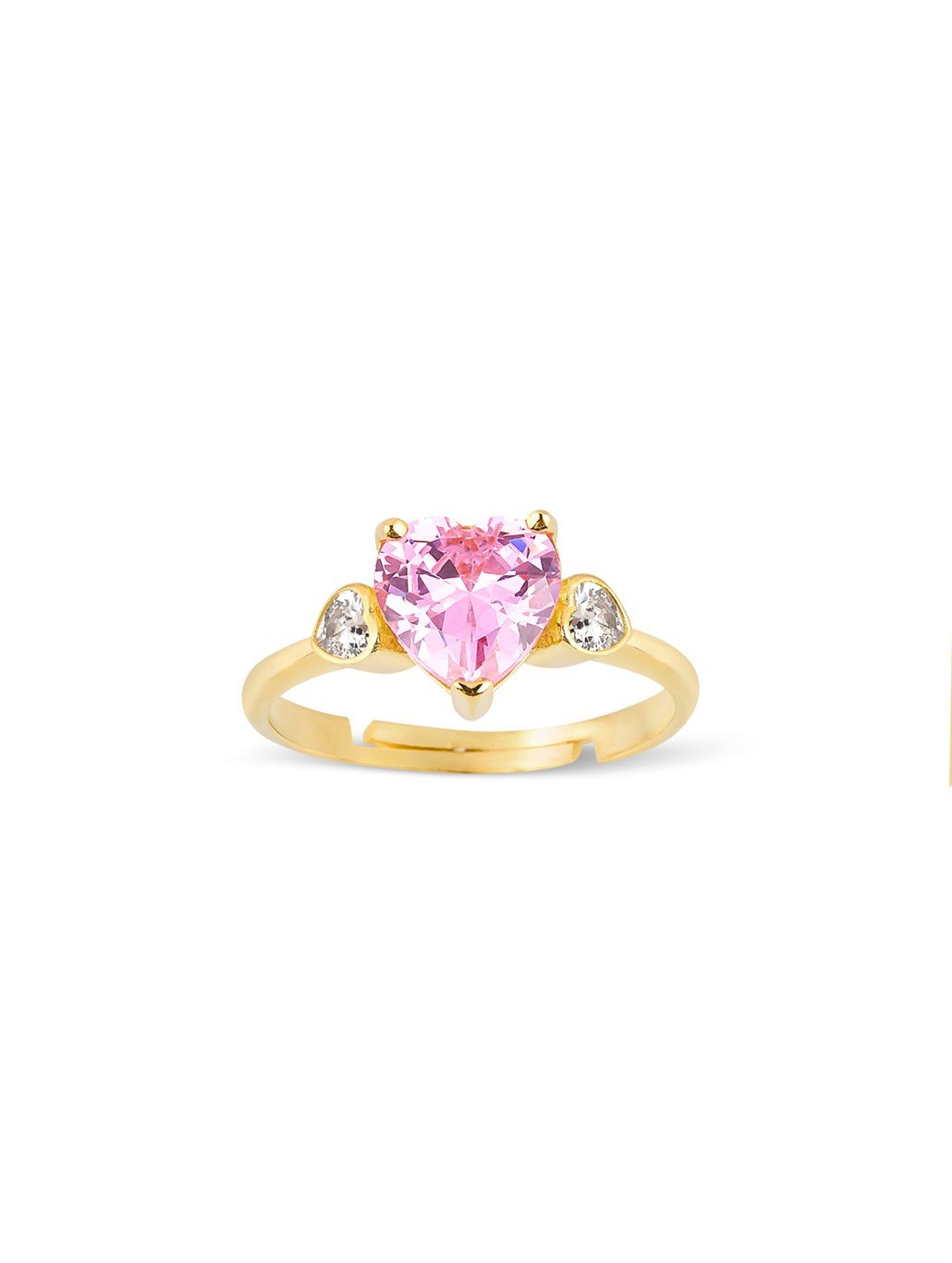 Üç Kalp Pembe Yüzük 925 Ayar Gümüş