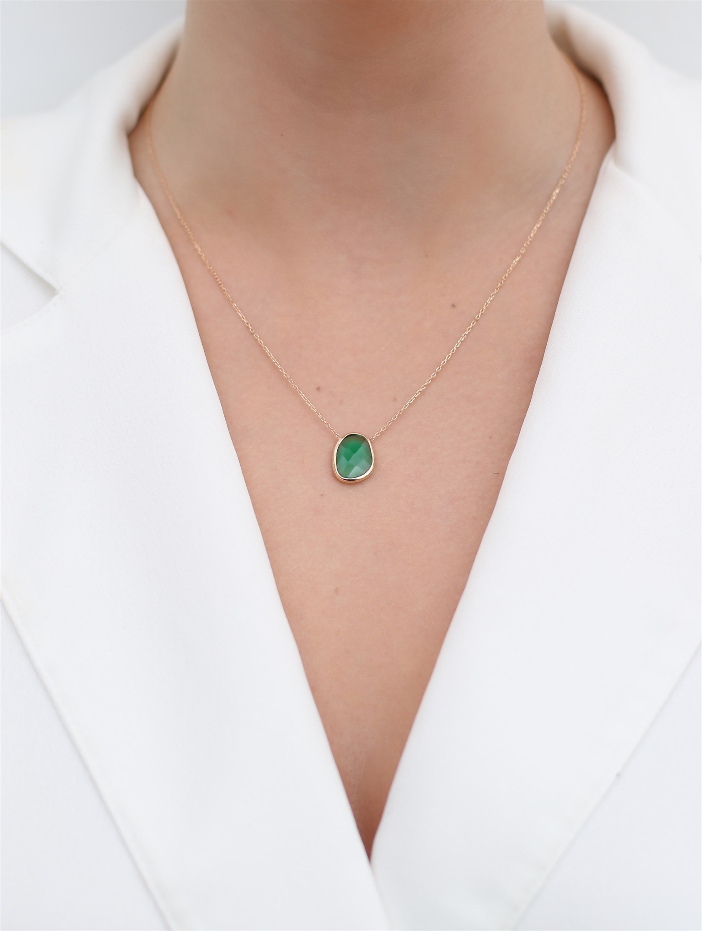Yeşil Jade Kolye 925 ayar gümüş