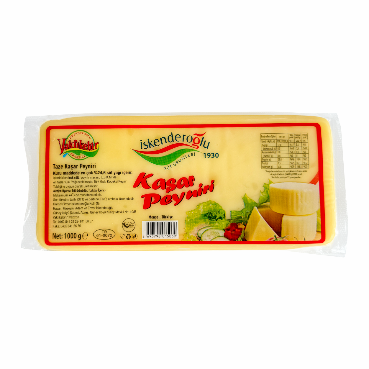 İskenderoğlu Kaşar Peyniri 1000 Gr