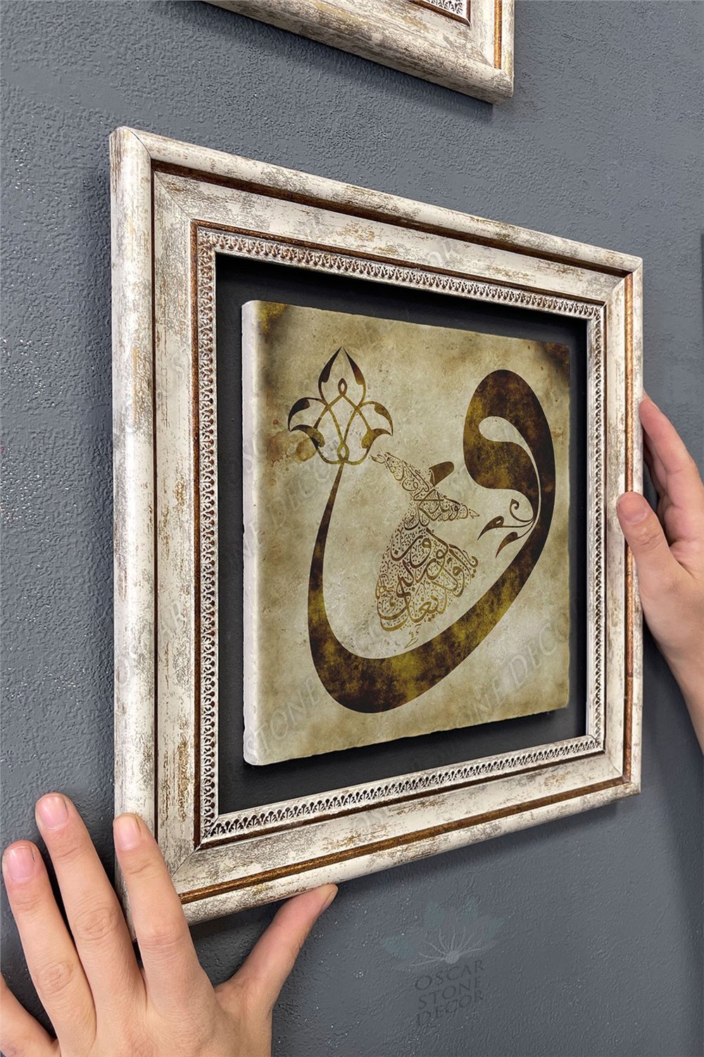Oscar Stone Decor Çerçeveli Tablo Taş Duvar Dekoru 30 X 30 Cm Vav Semazen Tablo