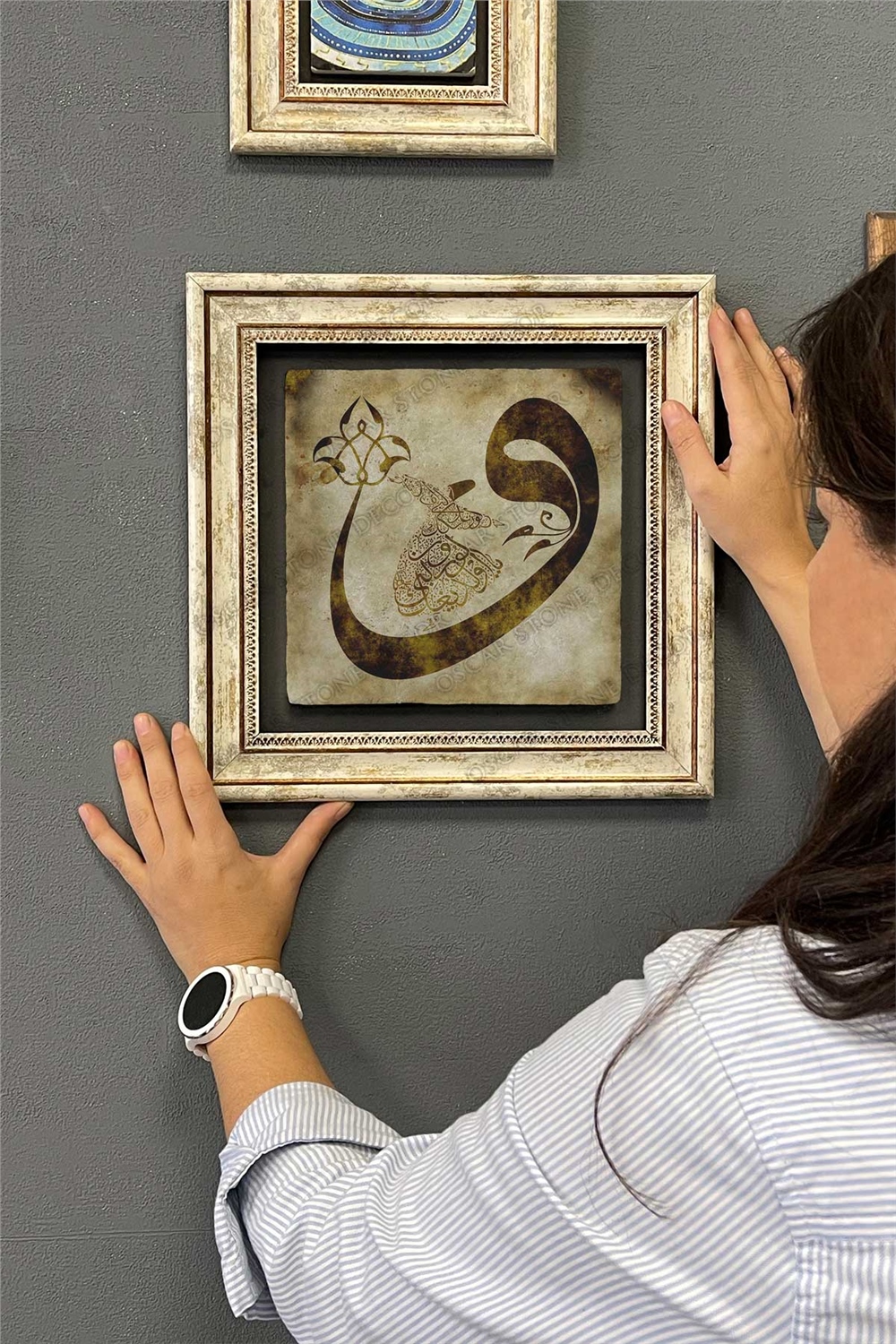 Oscar Stone Decor Çerçeveli Tablo Taş Duvar Dekoru 30 X 30 Cm Vav Semazen Tablo