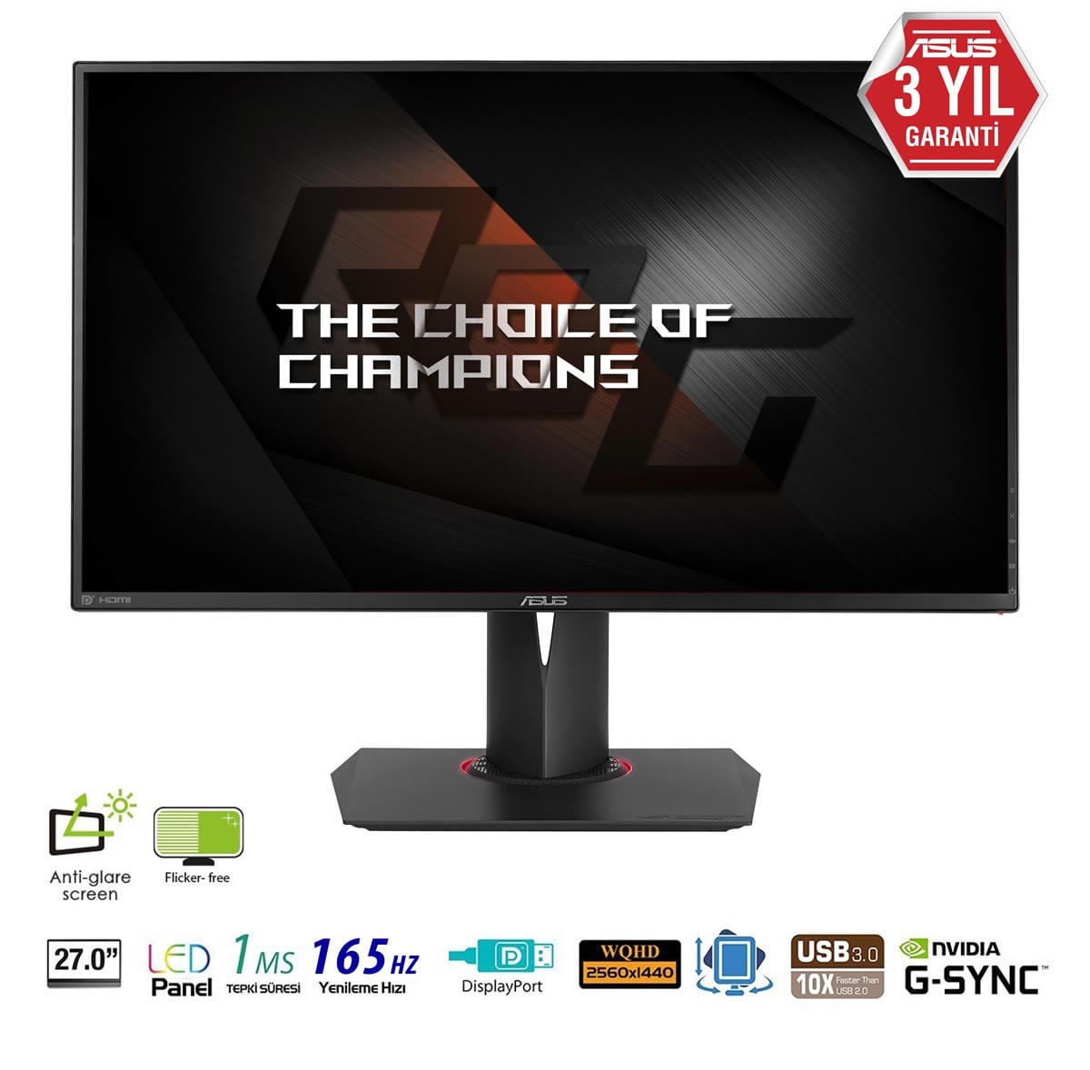 27.0 ASUS PG278QR 2560x1440 1MS HDMI DP GAMING MONITOR