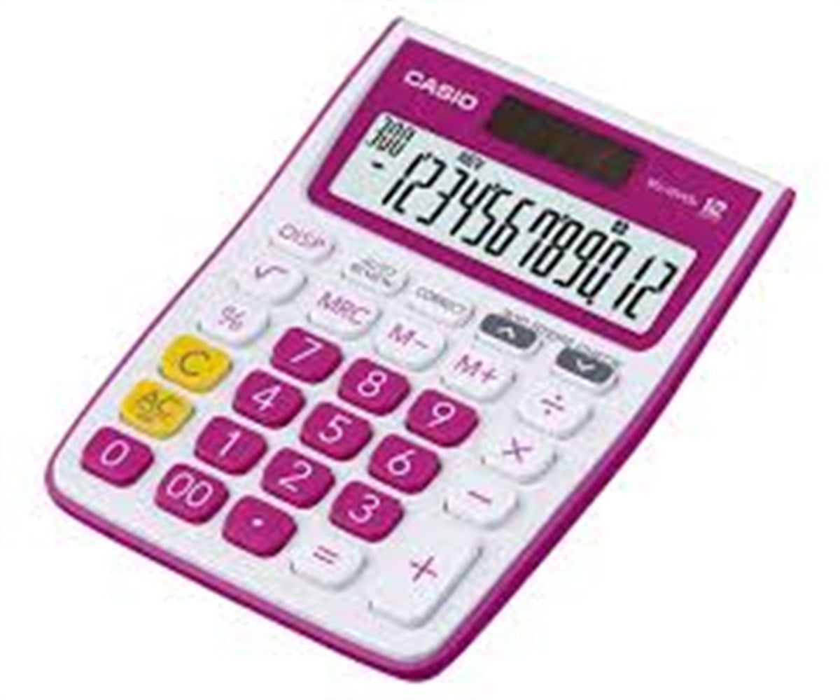 CASIO MJ-12VCB-RD 12 HANE RENKLİ MASAÜSTÜ RENKLİ HESAP MAKİNESİ