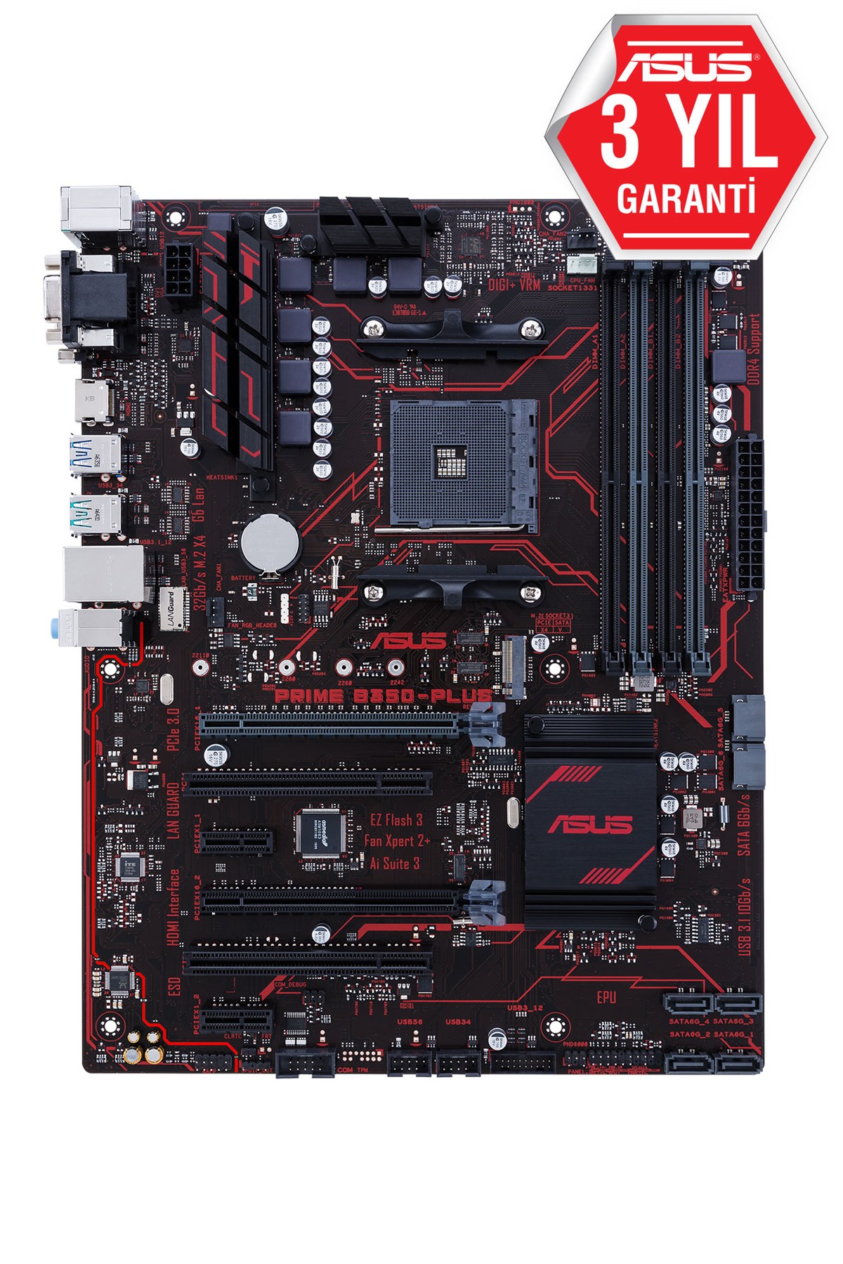 ASUS PRIME B350-PLUS AM4 B350 USB3.1 M.2 SATA 6GB/S ATX ANAKART