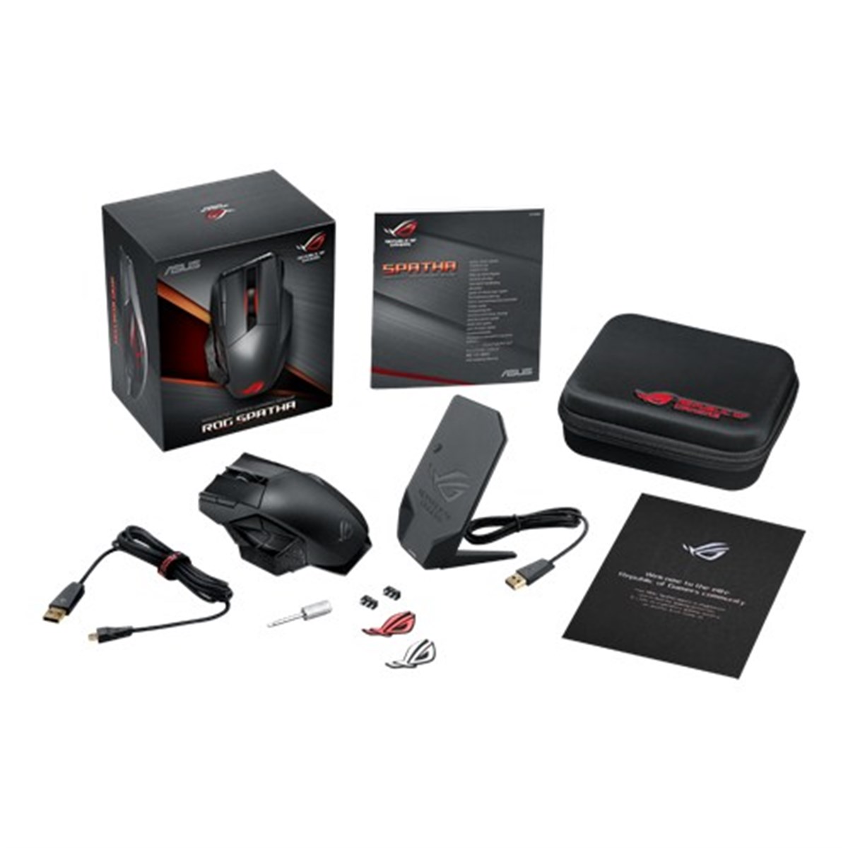 ASUS ROG Spatha Kablolu/Kablosuz MMO Oyuncu Mouse - 12 Tuş, 8200 DPI Laser Sensor, Aura Sync RGB
