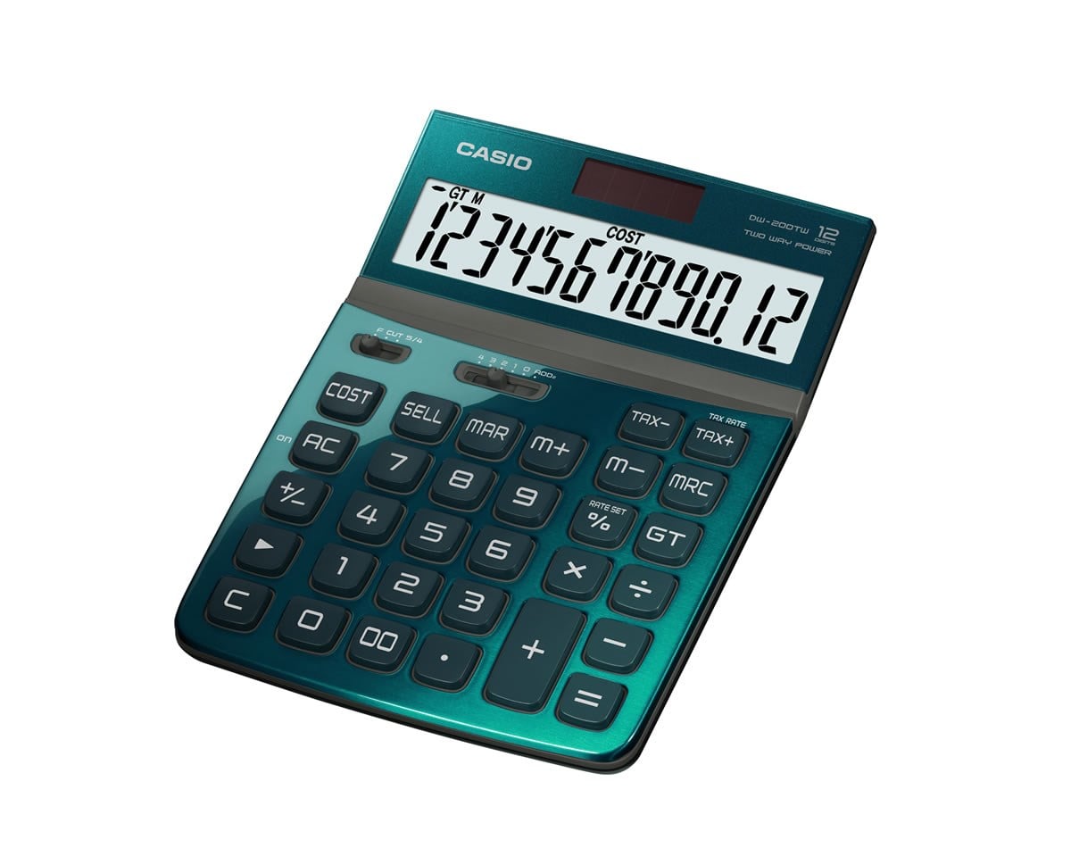 CASIO DW-200TW-GN 12 HANE MASAÜSTÜ RENKLİ HESAP MAKİNESİ