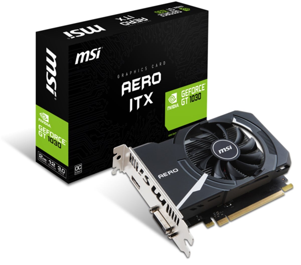 MSI VGA GeForce GT 1030 AERO ITX 2G OC GT1030 2GB GDDR5 64b DX12 PCIE 3.0 x16 (1xHDMI 1x DVI)