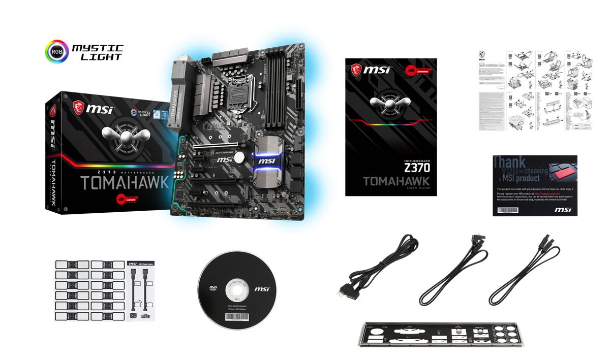 MSI Z370 TOMAHAWK DDR4 4000(OC) SATA 6GB/S M2 USB3.1 RGB ATX