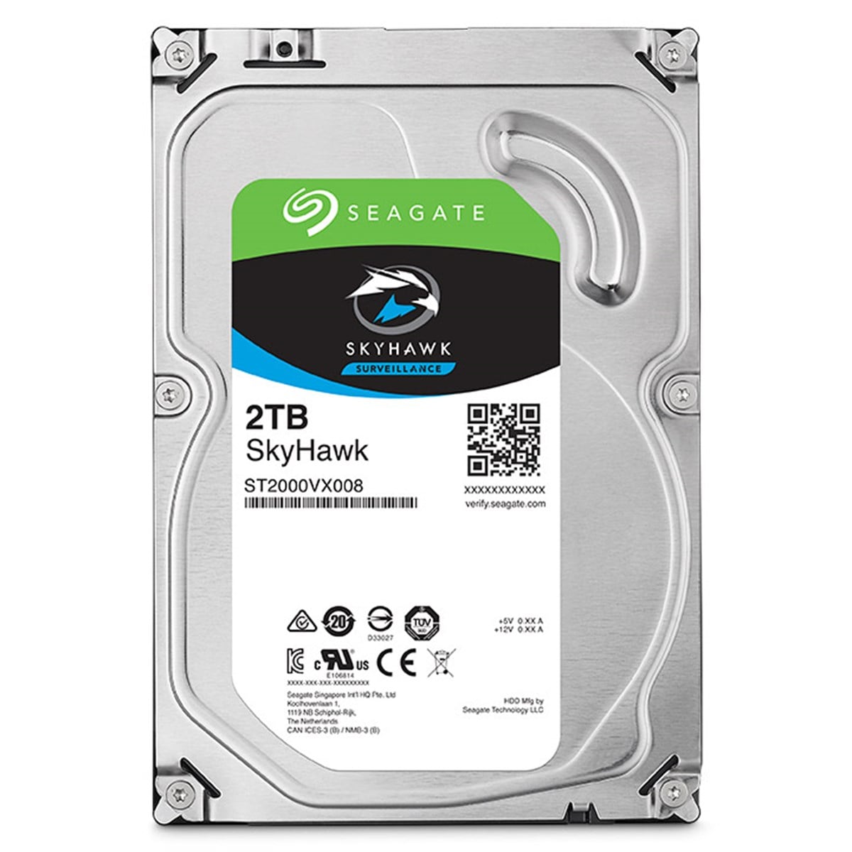 SEAGATE SKYHAWK 3.5 2TB SATA 3.0 64MB 180MB/S 5900RPM 64HD KAMERA 180TB/YİL ISYÜKÜ 7/24 GÜVENLİK DİSKİ ST2000VX008