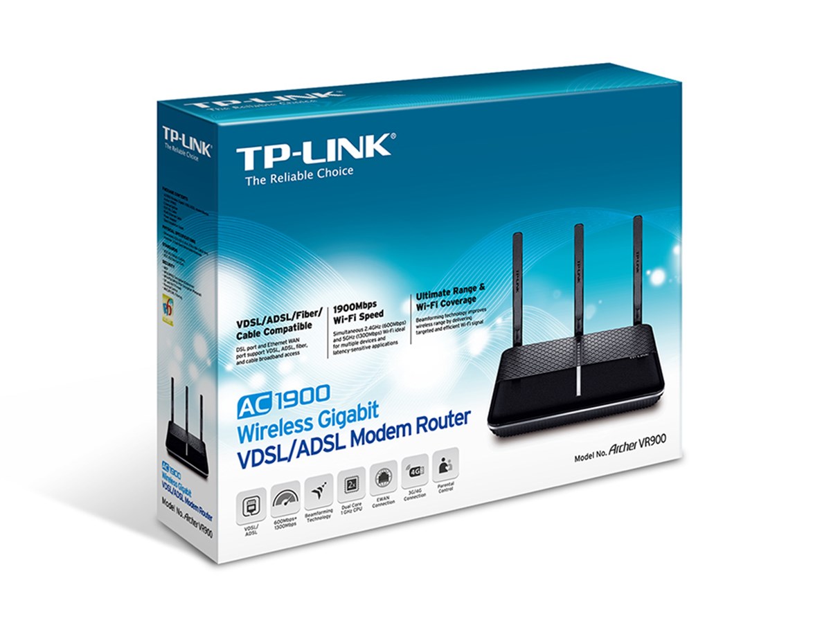 TP-LINK ARCHER VR900 AC1900 WIRELESS DUAL BAND GIGABIT VDSL/ADSL MODEM ROUTER
