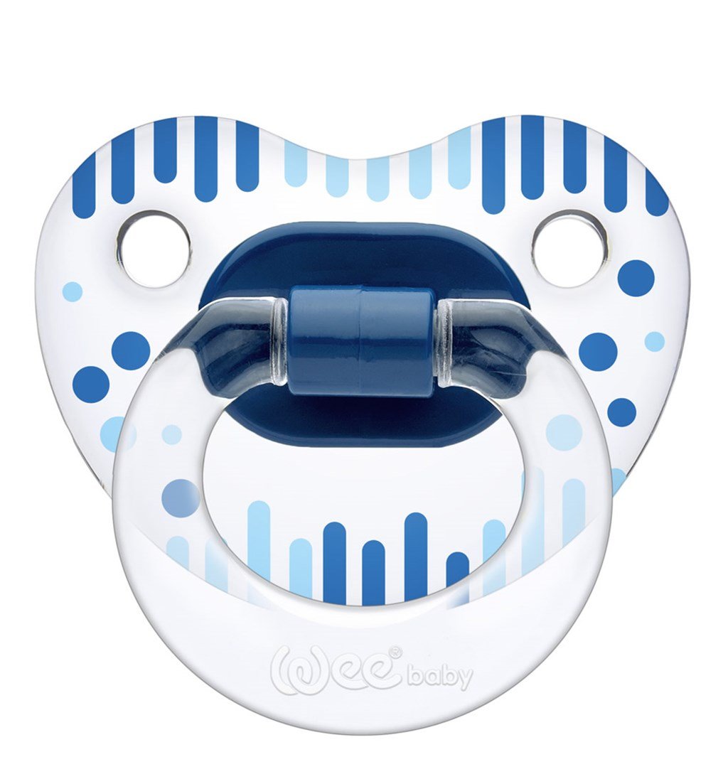 WEE BABY ŞEFFAF DESENLİ GÖVDELİ DAMAKLI EMZİK 6-18AY NO.3 - MAVİ