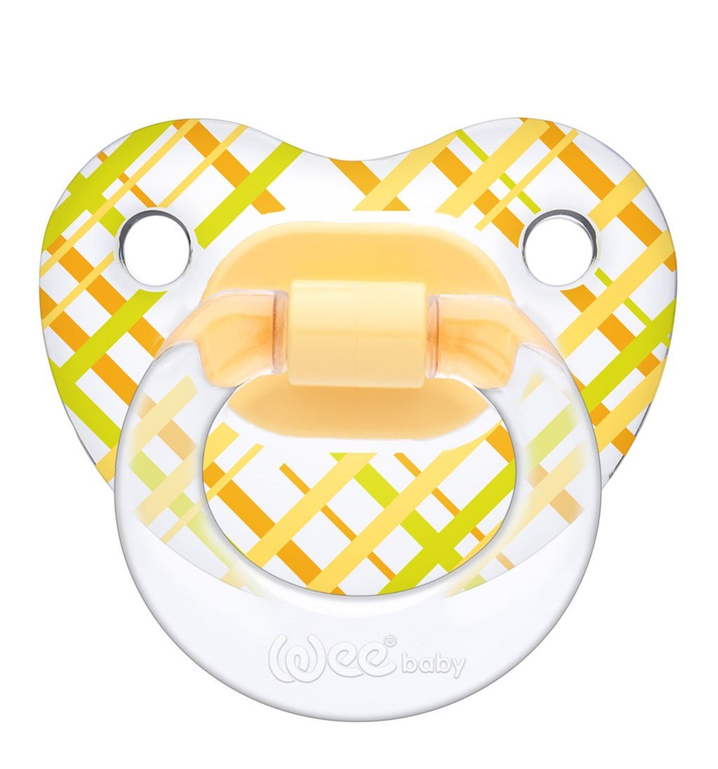 WEE BABY ŞEFFAF DESENLİ GÖVDELİ DAMAKLI EMZİK 6-18AY NO.3 - SARI