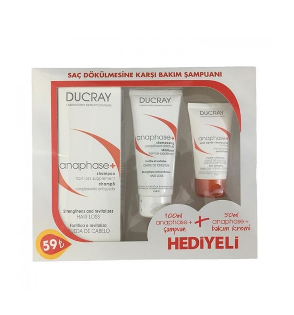DUCRAY ANAPHASE ŞAMPUAN 200ML + 100 ML ANAPHOSE ŞAMPUAN + BAKIM KREMİ 50 ML HEDİYE PAKETİ