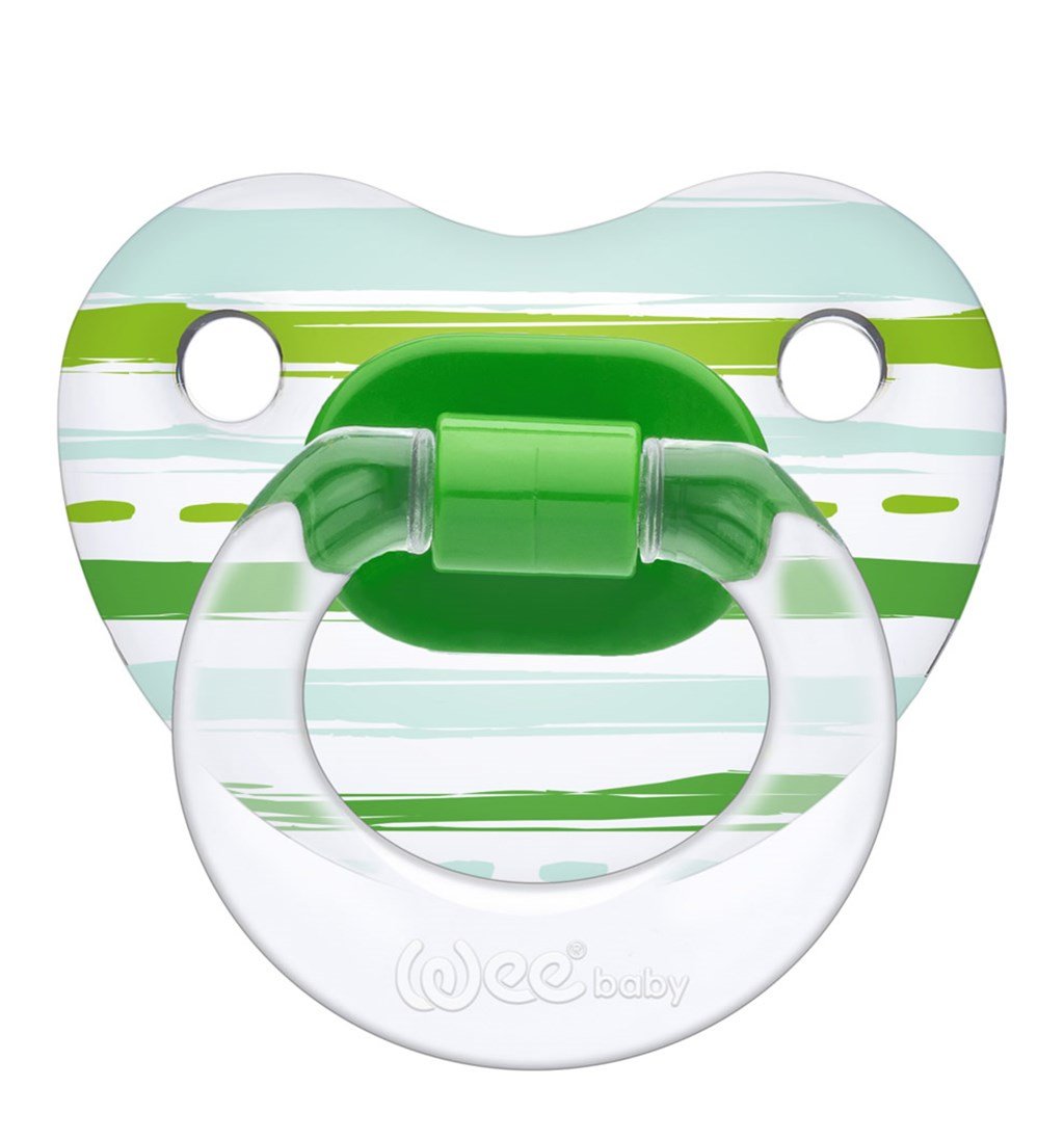WEE BABY ŞEFFAF DESENLİ GÖVDELİ DAMAKLI EMZİK 6-18AY NO.2 - YEŞİL