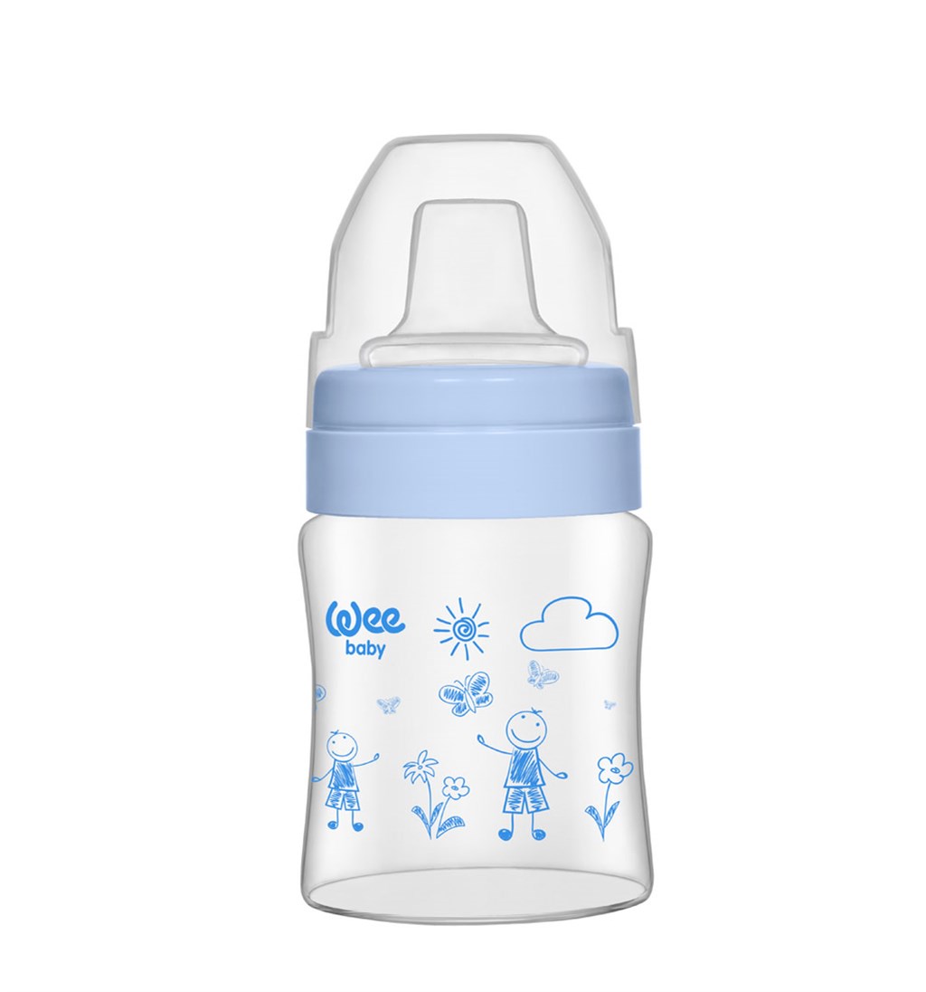 WEE BABY ISIYA DAYANIKLI AKITMAZ CAM BARDAK 6-18 AY 120ML - MAVİ