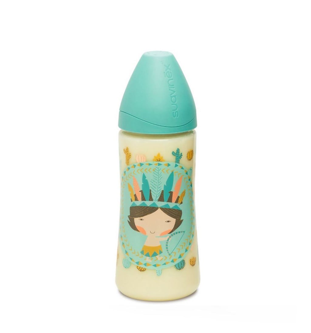SUAVİNEX PP GENİŞ AĞIZ BİBERON 360ML - 3 POZİSYONLU SİLİKON - İNDİANS - MAVİ