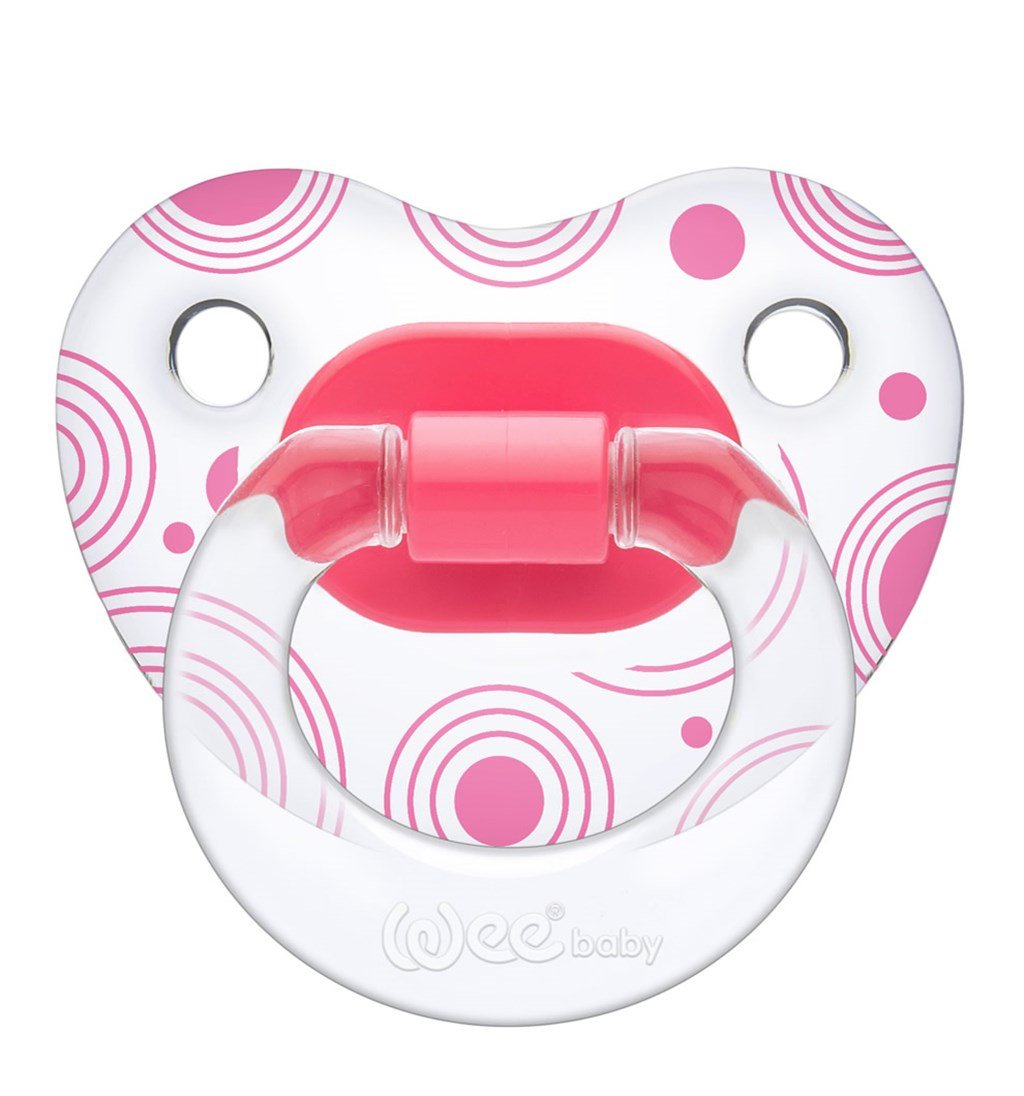 WEE BABY ŞEFFAF DESENLİ GÖVDELİ DAMAKLI EMZİK 6-18AY NO.2 -PEMBE