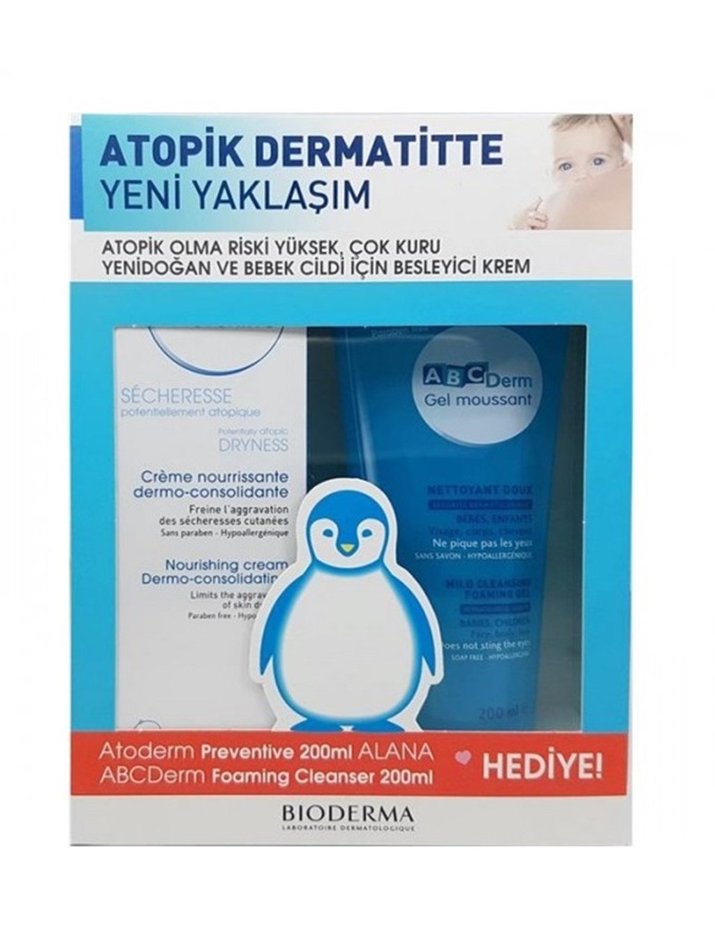 BİODERMA ATODERM PREVENTİVE CREAM 200ML+ABCDERM FOAMİNG CLEANSER 200ML HEDİYE