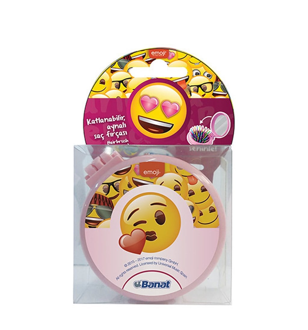 BANAT EMOJİ KATLANABİLİR AYNALI SAÇ FIRÇASI