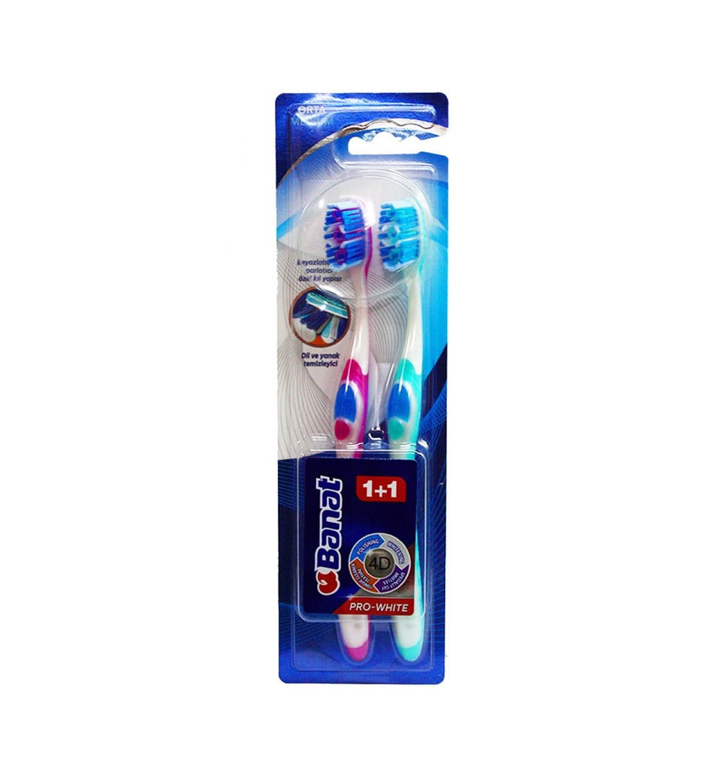 BANAT PRO WHİTE 1+1 DİŞ FIRÇASI ORTA