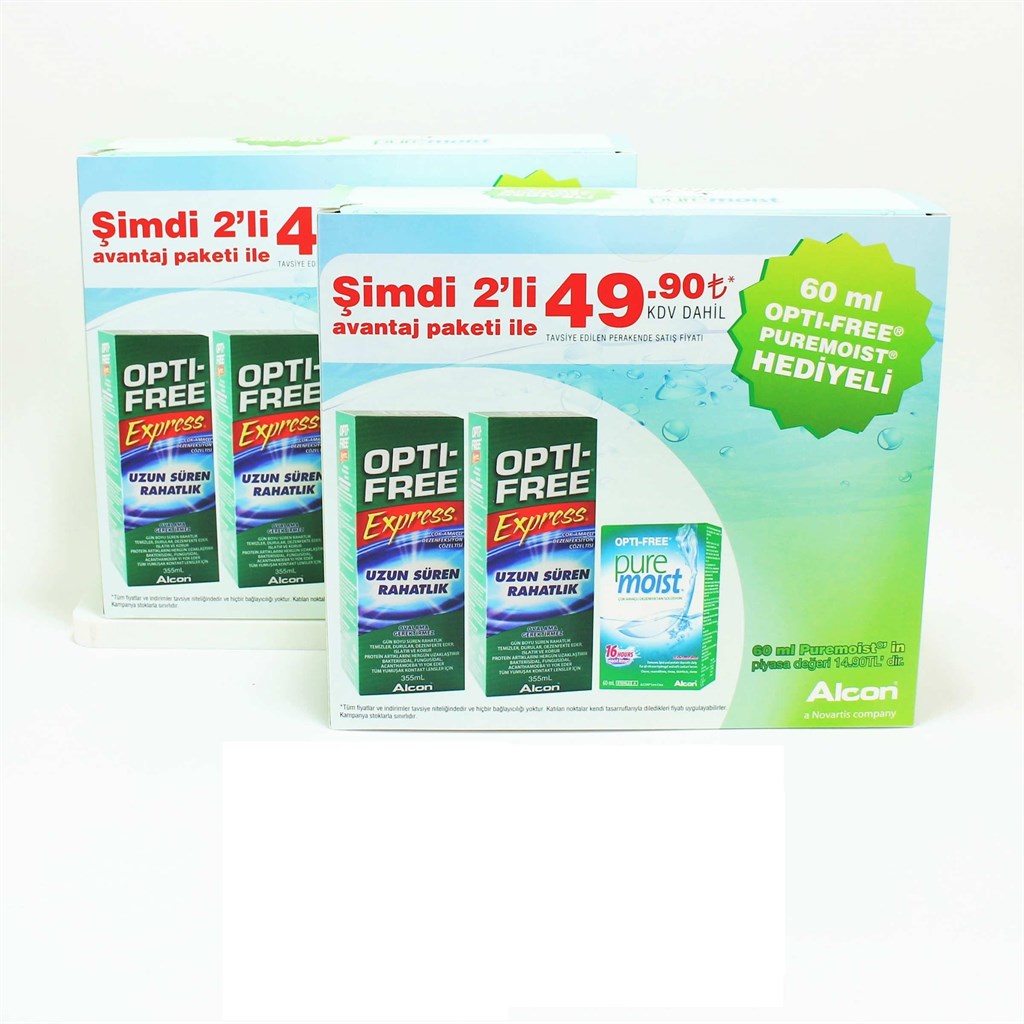 OPTİ-FREE LENS SOLÜSYONU 2X355ML + OPTİ-FREE PUREMOİST 60 ML HEDİYE 