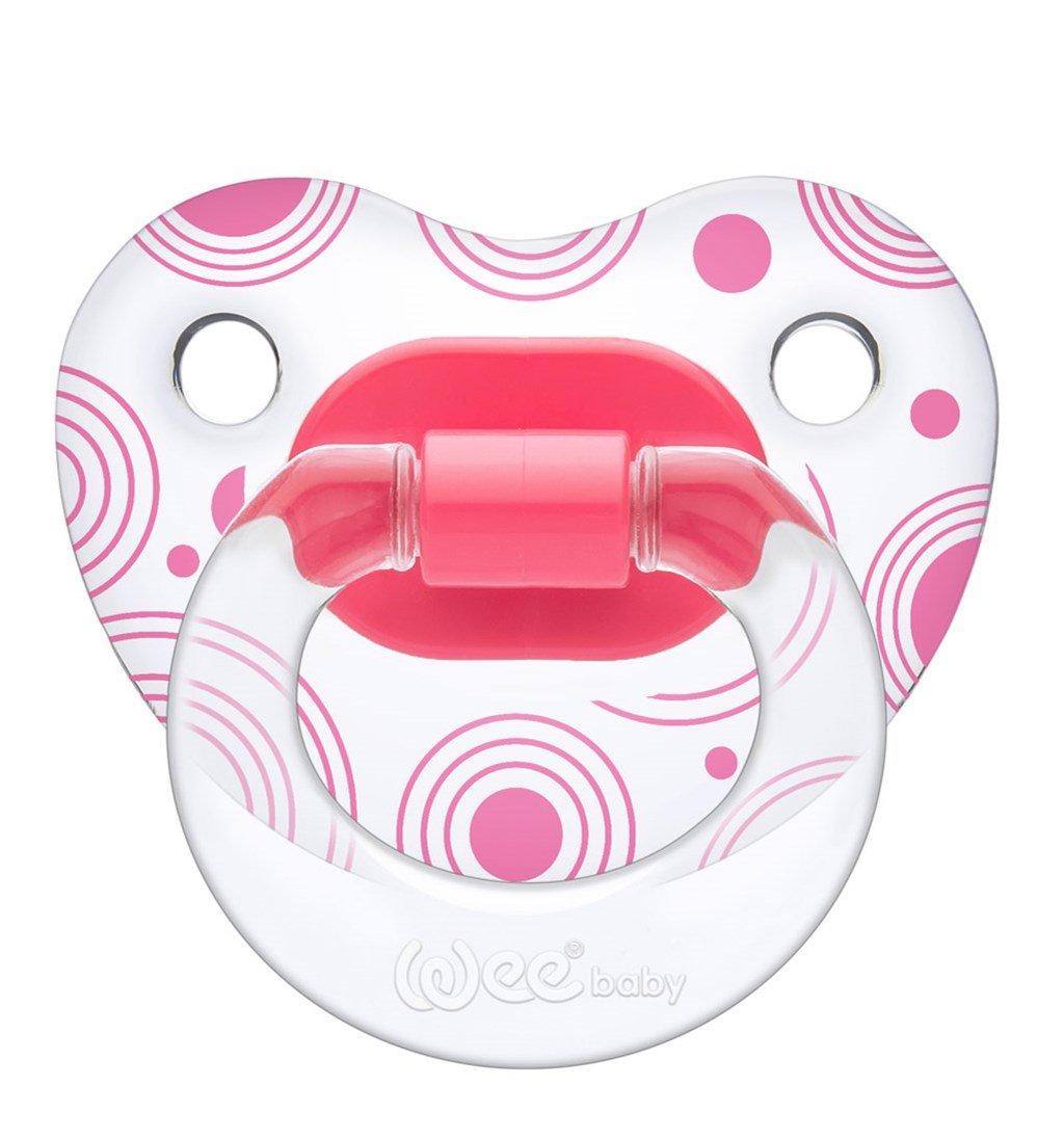 WEE BABY ŞEFFAF DESENLİ GÖVDELİ DAMAKLI EMZİK 6-18AY NO.3 - PEMBE