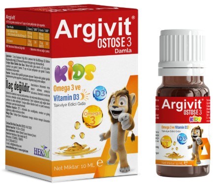 Argivit Ostosse3 Kids Omega-3 ve Vitamin D3 İçeren Takviye Edici Gıda 10 ml