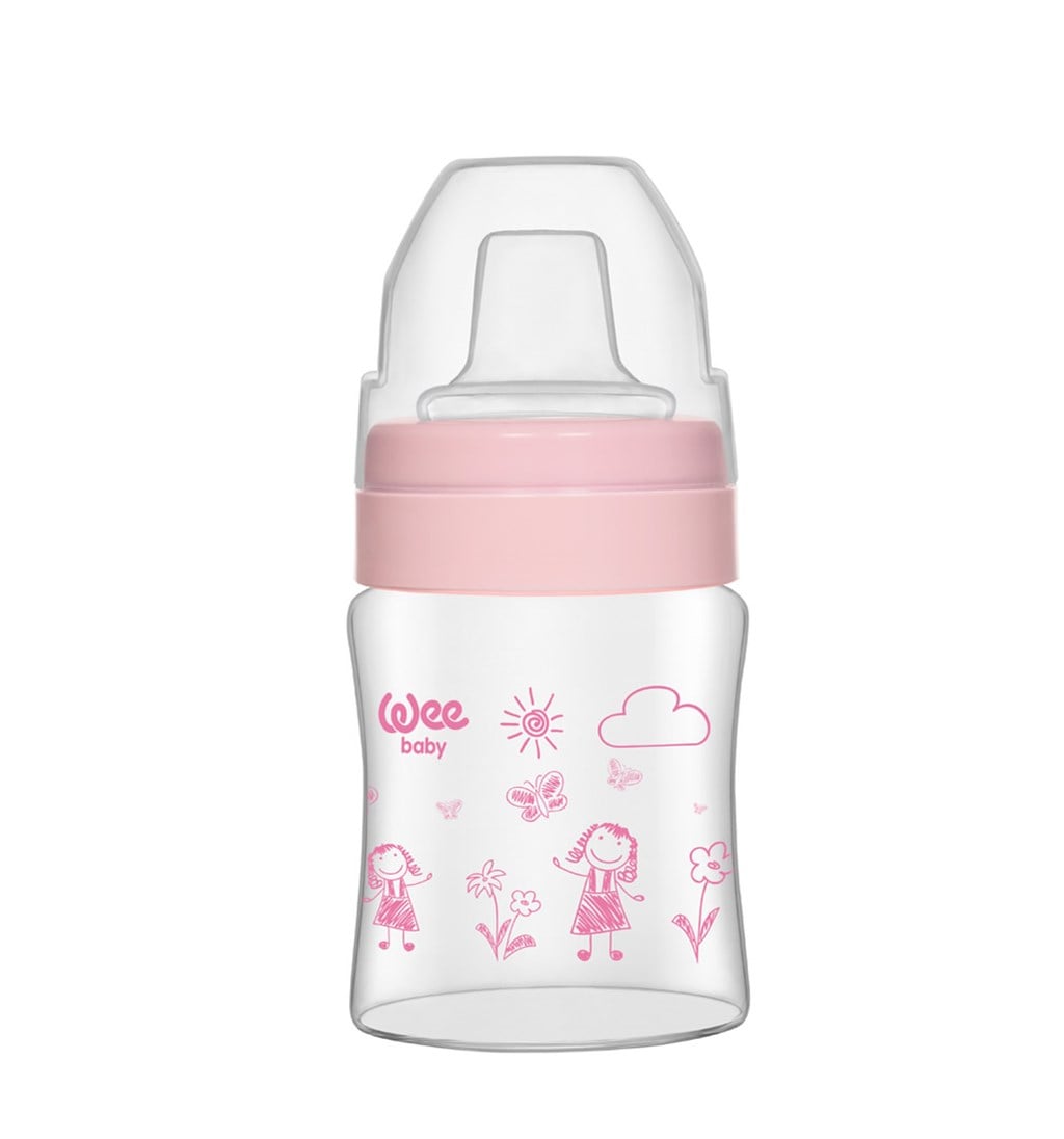 WEE BABY ISIYA DAYANIKLI AKITMAZ CAM BARDAK 6-18 AY 120ML - PEMBE