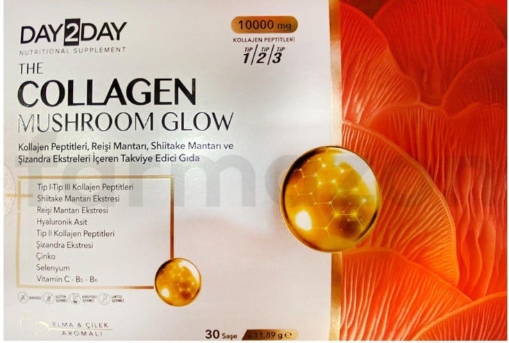Day2Day The Collagen Mushroom Glow 30 Saşe Elma Çilek Aromalı