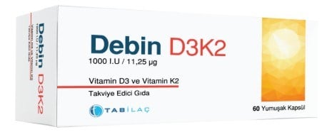 Debin D3K2 Vitamin D3 ve Vitamin K2 60 Kapsül