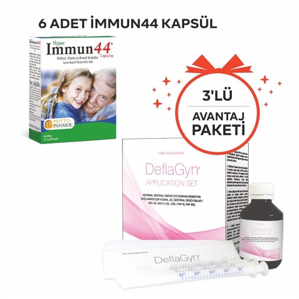 Deflagyn Vajinal Jel 3'lü Avantaj Paketi + 6 Adet İmmun44 Kapsül