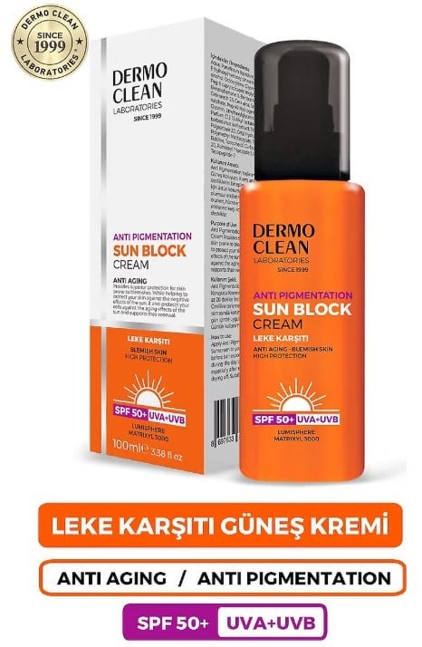 Dermo Clean Anti Pigmentasyon Sun Block Leke Karşıtı 100 ml 50 Faktör Güneş Kremi