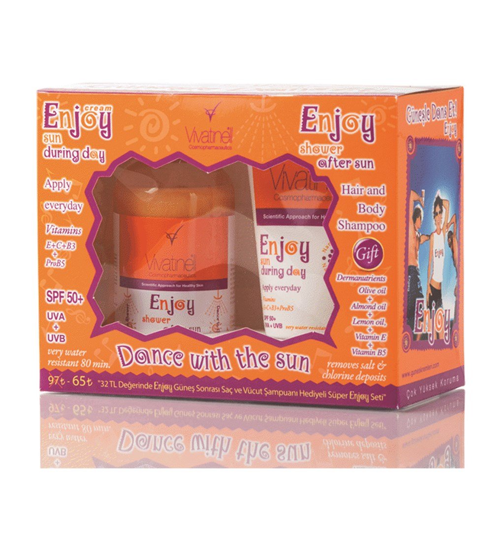 ENJOY GÜNEŞ KORUYUCU SPF50+ KREM VE GÜNEŞ SONRASI SAÇ VÜCUT ŞAMPUANI