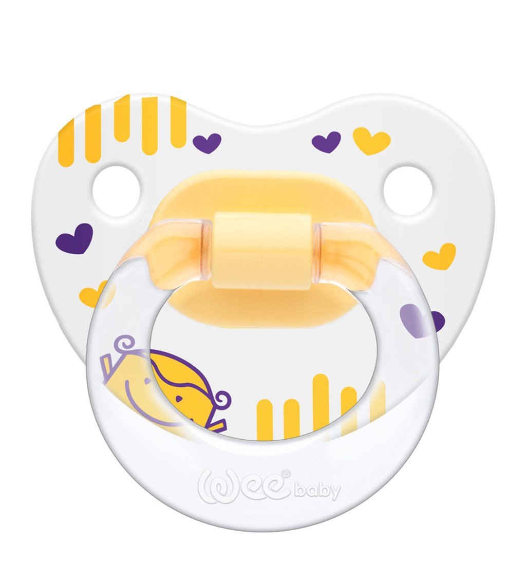 WEE BABY DESENLİ GÖVDELİ DAMAKLI EMZİK 6-8AY NO.3 - SARI