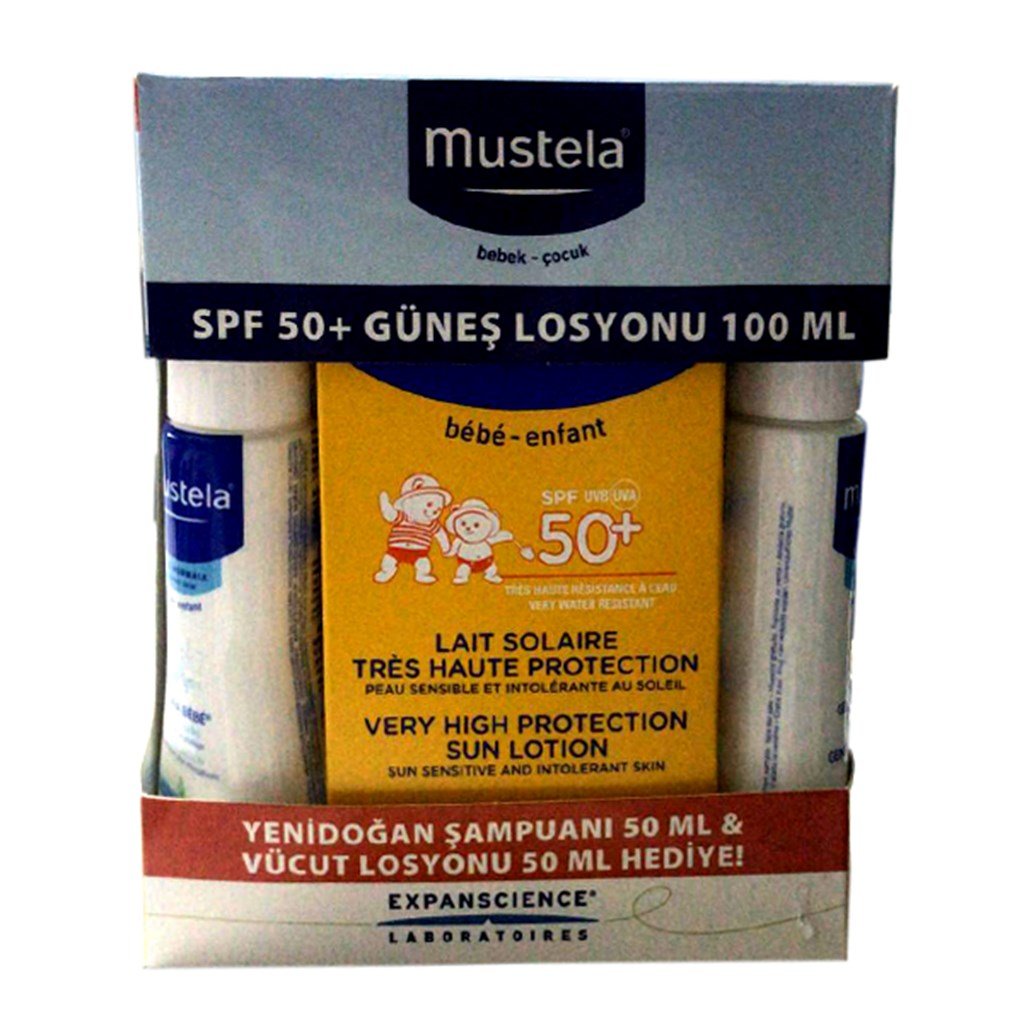 Mustela Sun Lotion Güneş Kremi SPF50+ 100 ml (Mustela Cleansing Gel 50 ml + Hydra Bebe 50 ml Hediyeli)