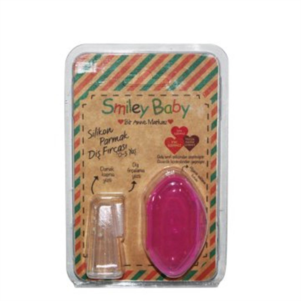 Smiley Baby Pembe Silikon Parmak Diş Fırçası 0-3 Yaş