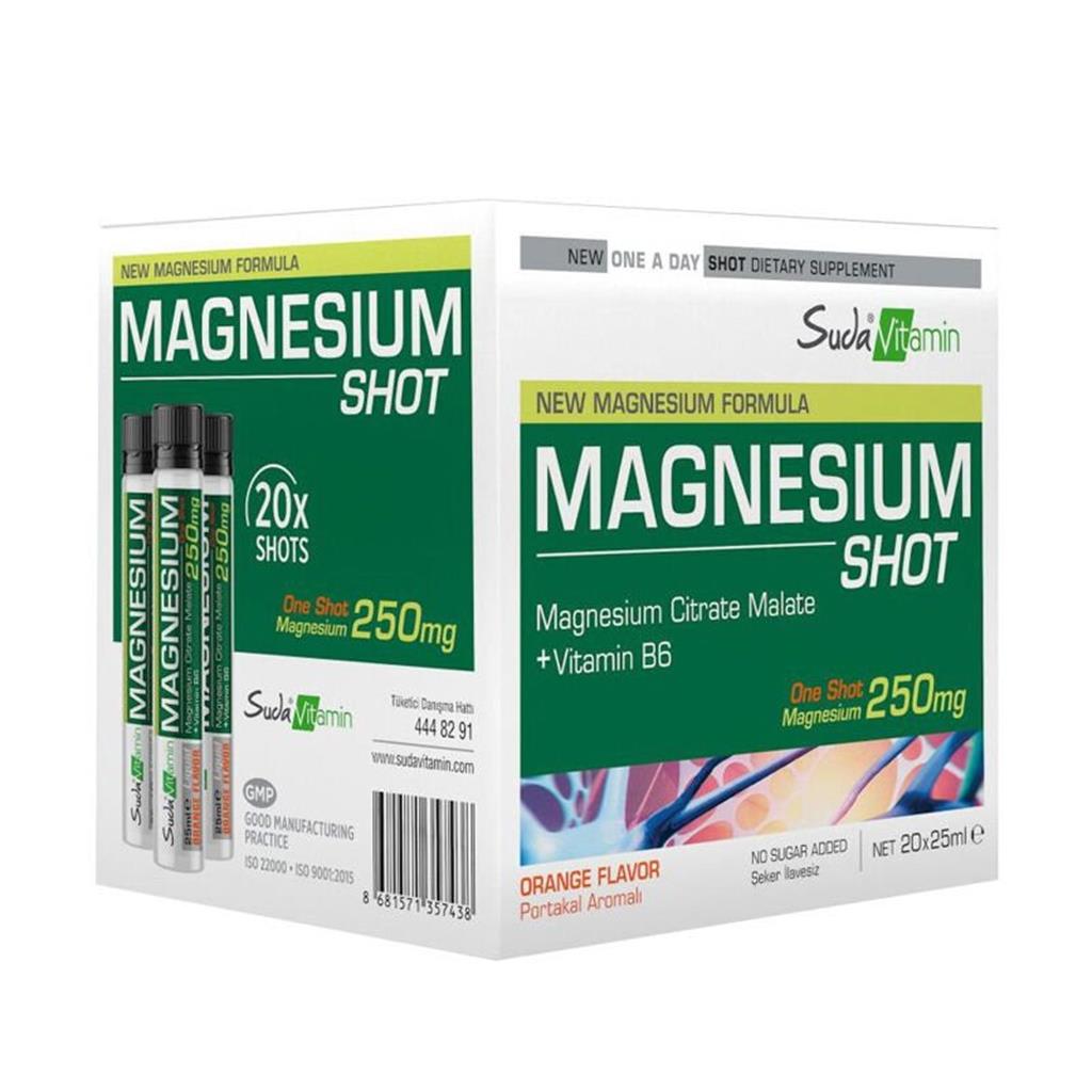 Suda Vitamin Magnesium Shot Portakal Aromalı 20 x 25ml