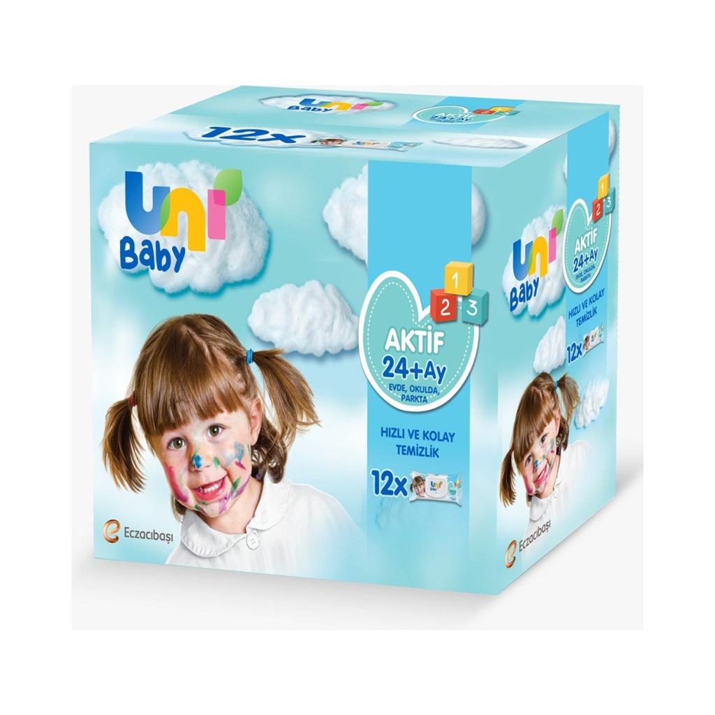 Uni Baby Aktif Islak Mendil 24+ Ay 52 Yaprak X 12 Adet