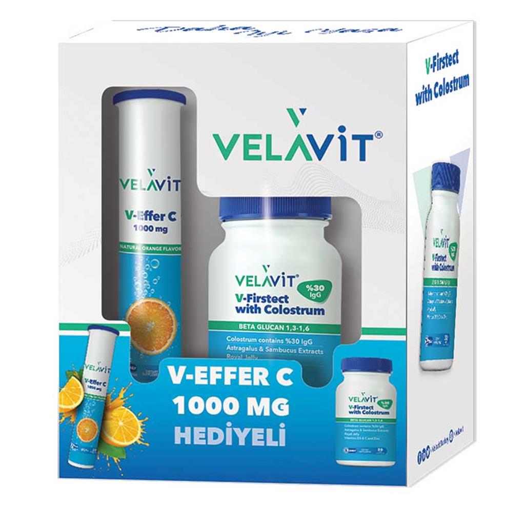Velavit V-Firstect with Colostrum 30 Tablet + V-effer C 1000 mg Hediyeli