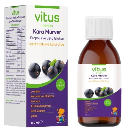 Vitus Multivitamin Kara Mürver Propolis Beta Glukan Kids Şurup 150 ml