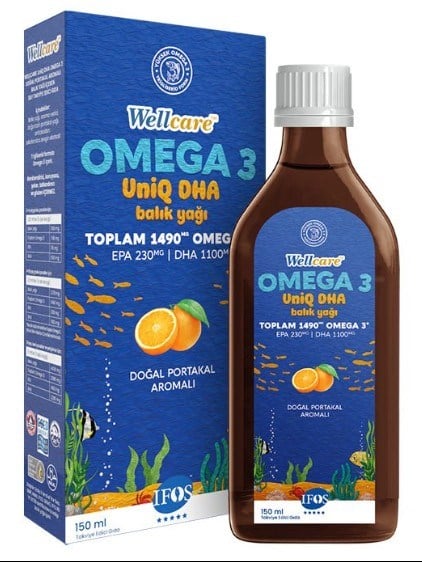 Wellcare Omega 3 UniQ DHA Portakal Aromalı Balık Yağı Şurup 150ml