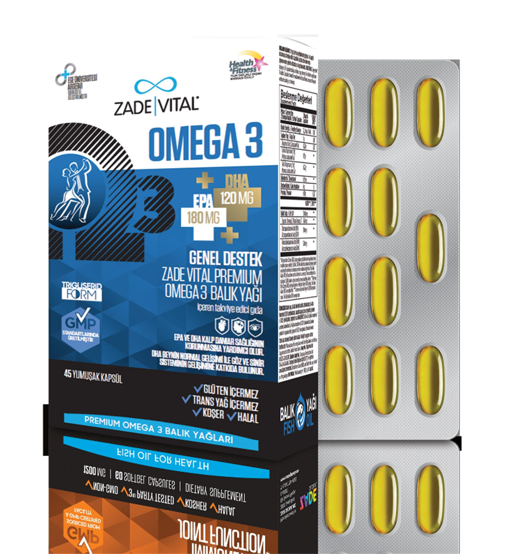 Zade Vital omega 3 Premium Genel Destek 45 kapsül