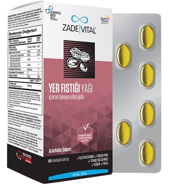 Zade Vital Yer Fıstığı Yağı Yumuşak 60 Kapsül Blister Ambalaj