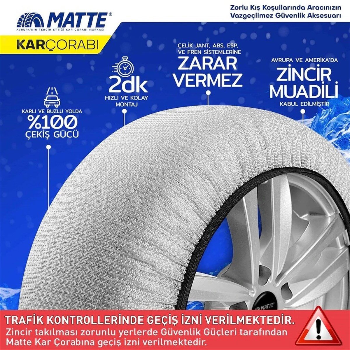 275/40 R22 Matte Super X  Serisi Kar Çorabı