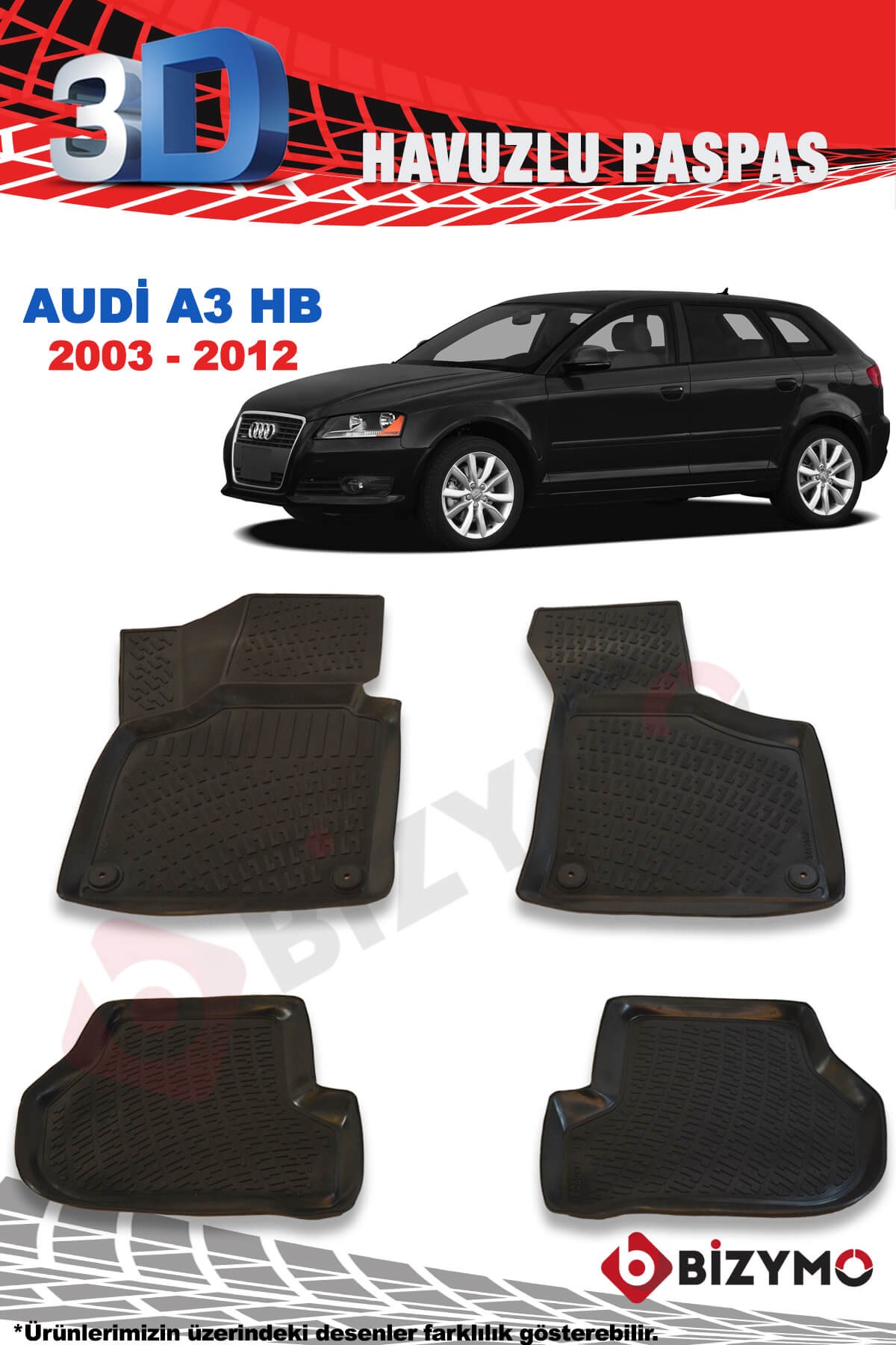 Audi A3 Hb 2013 Ve Sonrası 3D Paspas Takımı Bizymo