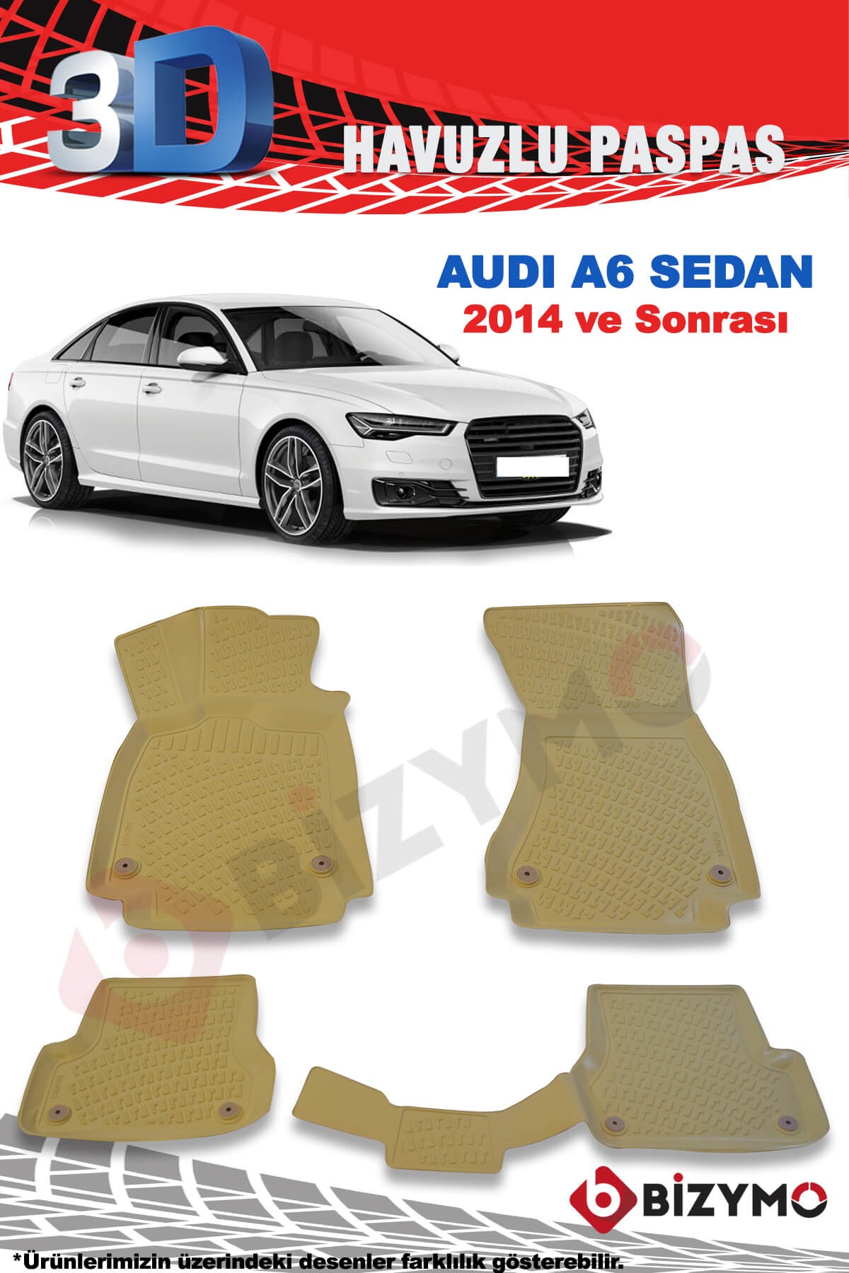 Audi A6 Sedan 2013 Ve Sonrası 3D Bej Paspas Takımı Bizymo